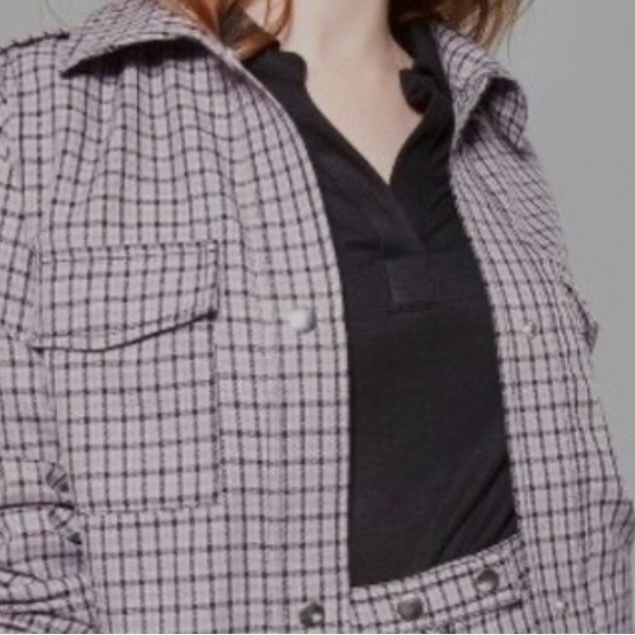 Wild Fable Blazer Crystal Violet Purple Black Plaid Long sleeve XSMALL - Picture 3 of 11